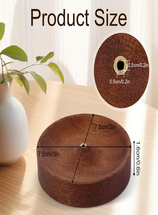 Penitue Ebony Wood Incense Burner, Round Wooden Incense Sticks Holder Handmade Ash Catcher Burner Tray Vintage Aroma Diffuser Bowl for Meditation Relaxation Home Decor - Image 2